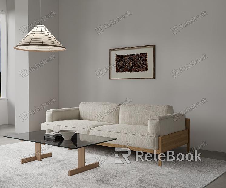 Modern double sofa coffee table chandelier model