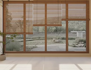Song-style new medium wind venetian blinds bamboo blinds roller blinds 3d model