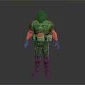 3D Character Model In Green Armor With Helmet Gloves And Boots