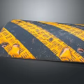 Speed Bump Black And Yellow Striped Textured Surface With Mounting Holes For Road Safety