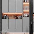 Modern Shoe Cabinet Storage Design With Multiple Compartments And Decorative Lighting 3d model