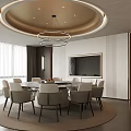 Modern Private Box Interior With Round Dining Table Chairs Chandelier TV And Windows