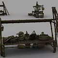 Traditional Bamboo Shelves Displaying Woven Baskets And Handicraft Items