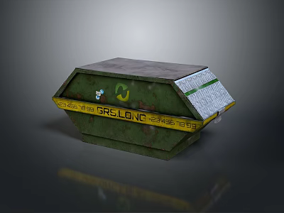 Industrial Green Pre Loading Equipment With Yellow Safety Tape And Label 3d model