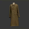 Brown Long Double Breasted Coat With Classic Collar And Functional Pockets For Daily Use