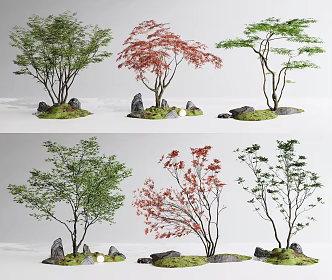 Modern red maple indoor landscape landscaping courtyard sketch red maple landscape tree acer maple courtyard tree courtyard landscape sketch 3d model