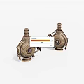 Ornate Vintage Metal Bottles With Intricate Carvings And Decorative Handles