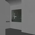 Abstract Oil Painting With Black White And Colorful Geometric Lines On Indoor Wall