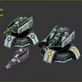 Turret Turntable Railgun Sci-fi Tower Defense Game Tower Defense Sci-fi Turret Game Turret Game Battery 3d model