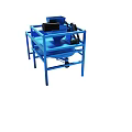 Blue Industrial Processing Machine With Metal Frame And Black Motor Parts
