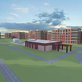 Modern Multi Storey Residential Building With Glass Curtain Walls White Exterior And Green Lawn Area