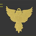 Detailed Owl Sculpture Carving With Spread Wings Star Pattern And Metallic Finish