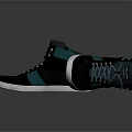 High Top Dark And Turquoise Shoes Featuring White Sole And Laces Design