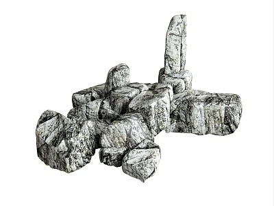 Natural Stacked Stone and Wood as Rustic Decorative Elements for Home Design 3d model