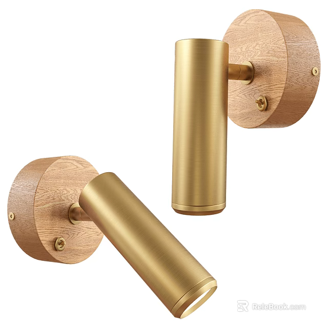 Modern Brass and Wooden Wall Lamp with Minimalist Design for Home Interior Lighting 3d model 