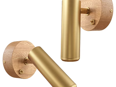 Modern Brass and Wooden Wall Lamp with Minimalist Design for Home Interior Lighting 3d model