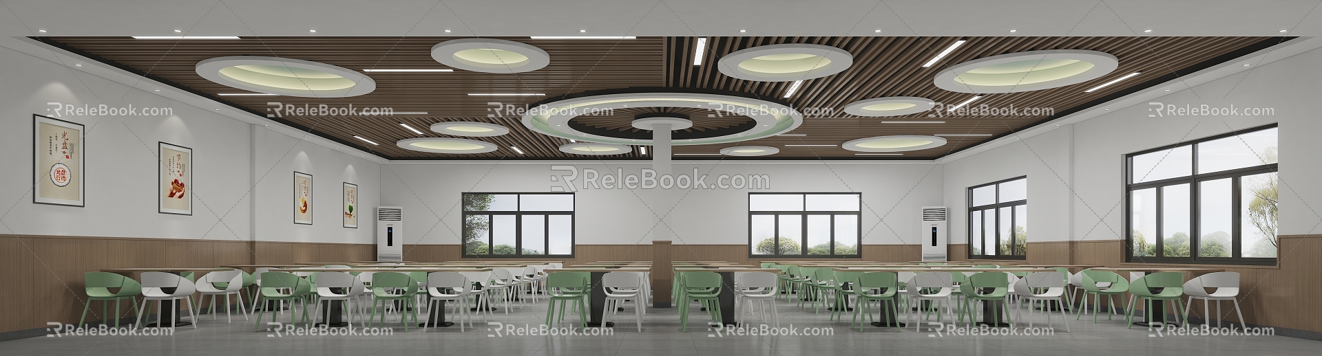 School canteen dining area 3d model