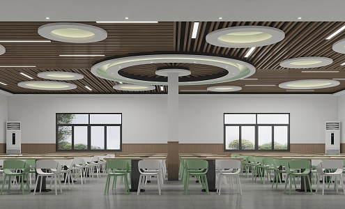 School canteen dining area 3d model