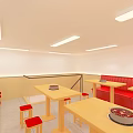 Restaurant with Good Soup Simple Noodles Freshly Cooked Beef Rice Wooden Tables and Red Seats