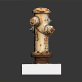 Building Exterior Rusted Fire Hydrant With Chain Number 8 And White Base