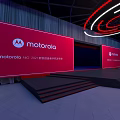 Motorola 2021 Consumer Electronics New Product Launch Event Stage With Red Screens And Audience Seats