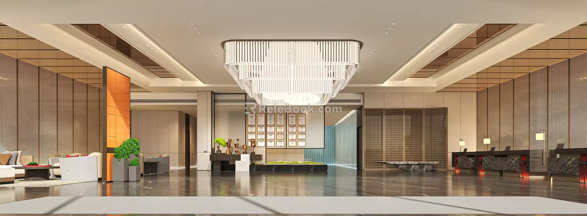 Hotel Reception Lobby 3d model