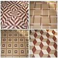 Wooden Flooring With Geometric Patterns And Various Design Styles In Brown And Beige Tones