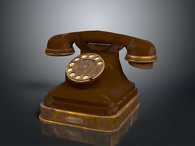 Vintage Computer with Brown Rotary Dial and Classic Square Base Design 3d model