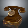 Vintage Computer with Brown Rotary Dial and Classic Square Base Design 3d model