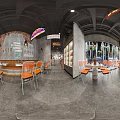 Hotpot Restaurant Modern Interior Design With Colorful Signs And Double Crispy Rice Cakes
