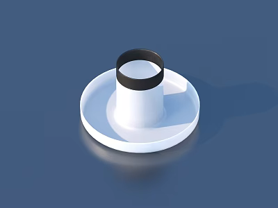 White Cup With Black Rim On White Plate For Daily Household Use 3d model