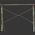 Rusty Metal Workbench Frame With Crossed Support Bars And Sturdy Legs