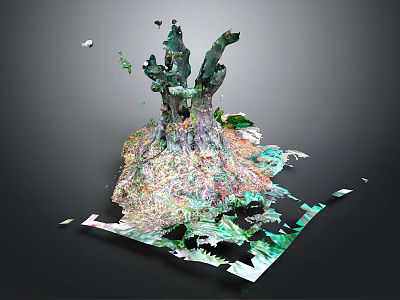 Artistic Wooden Stone Sculpture With Natural Texture And Abstract Design Elements 3d model