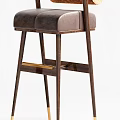 Modern Bar Stools With Velvet Seats Wooden Frames And Gold Metal Accents