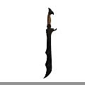 Ornamental Sword With Engraved Curved Blade And Decorative Brass Hilt Wooden Handle