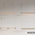 Modern Dining Room Pendant Lights With Sleek Linear Design And Warm Illumination Effect 3d model
