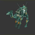 Futuristic Mechanical Camel With Rider In Red Hat Green Orange Design