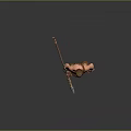 Primitive Caveman Character With Muscular Body And Wooden Club Weapon