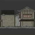 Traditional Chinese Architecture Model With Tiled Roofs Overhanging Eaves And Wooden Structures