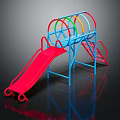 Outdoor Colorful Playground Equipment With Red Slide Blue Frame And Climbing Structures