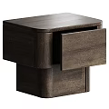 Modern Dark Wooden Bedside Table With Open Drawer And Sleek Design