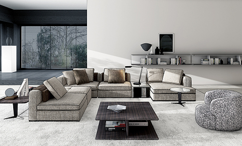 Modern Molteni & C Sofa Coffee Table Combination 3d model