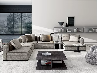 Modern Molteni & C Sofa Coffee Table Combination 3d model