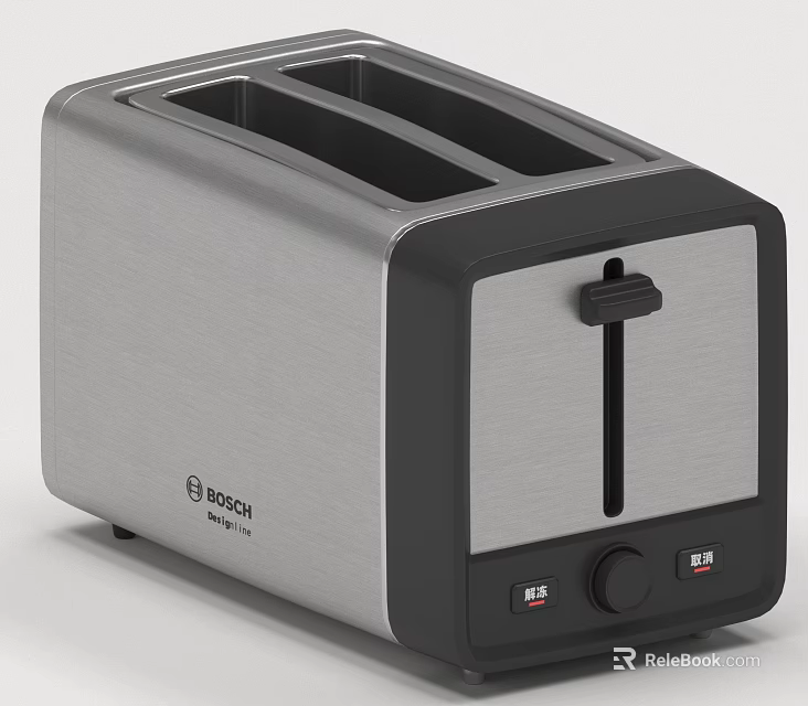 BOSCH Two Slice Toaster In Silver And Black Modern Kitchen Appliance Design 3d model 