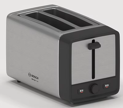 BOSCH Two Slice Toaster In Silver And Black Modern Kitchen Appliance Design 3d model