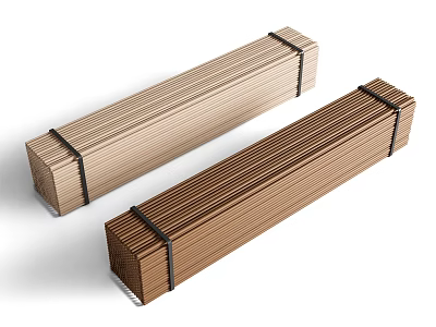 Public Chair Wooden Slats Stacked With Black Straps Brown Color 3d model