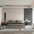 Modern Bedroom Interior Design With Comfortable Bed Nightstand Area Rug And Decorative Plant