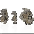 Three Stone Stack Decorative Structures With Abstract Block Design