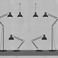 Modern Black And White Lighting Combination With Floor Lamps And Pendant Lights