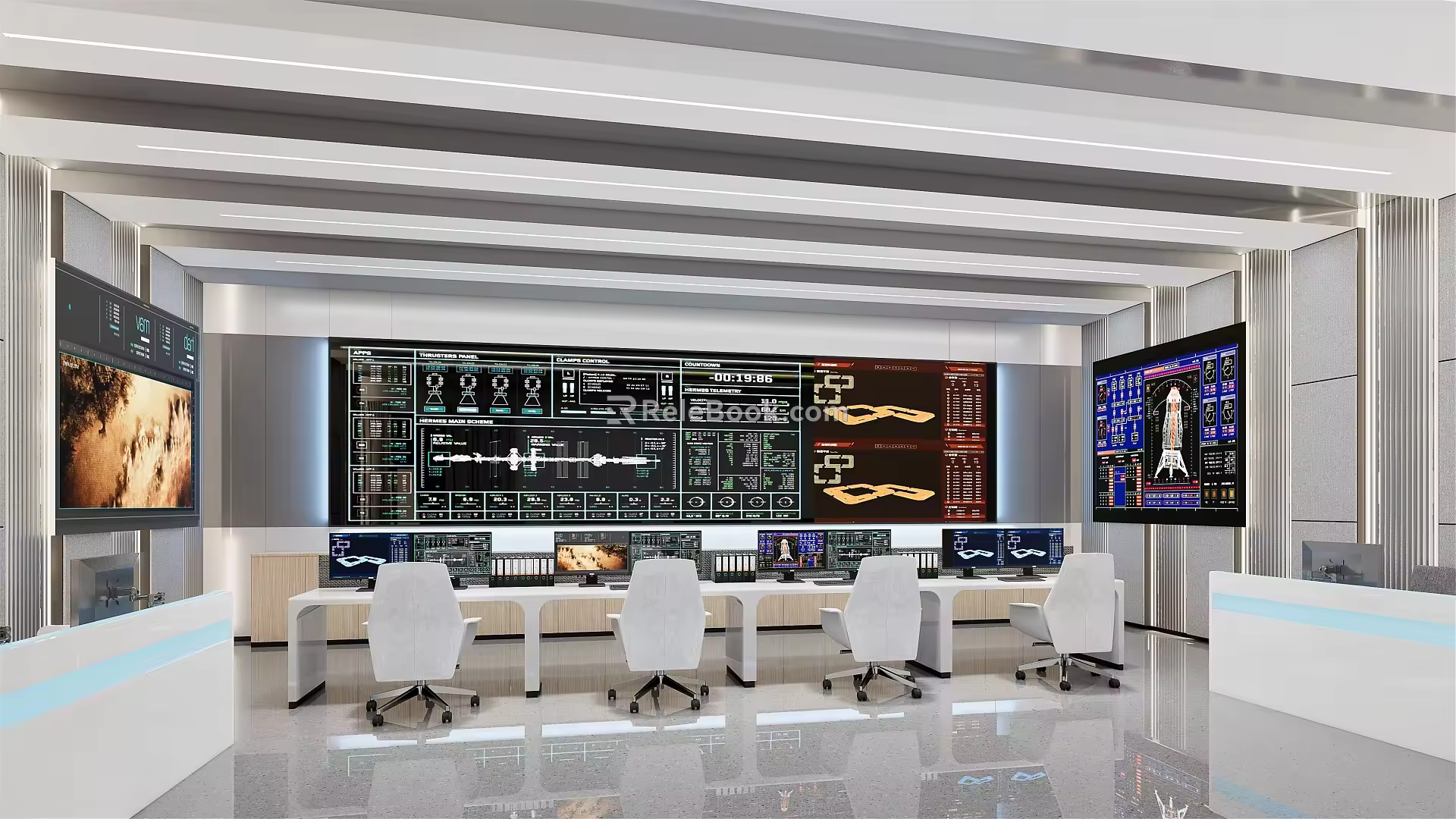 modern monitoring room 3d model